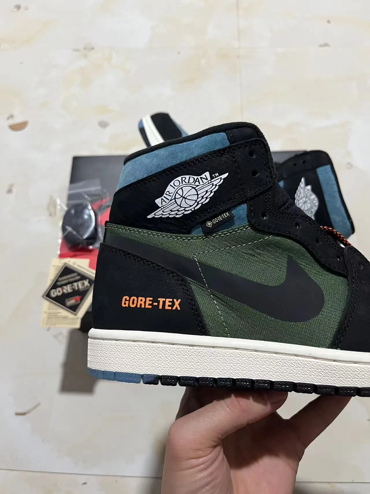 Air Jordan 1 GORE-TEX zapatillas de baloncesto oliva negro verde azulado 7
