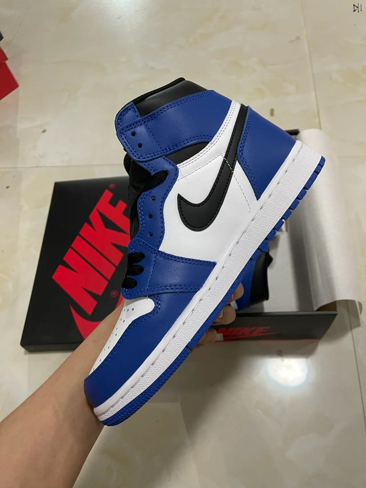 حذاء كرة السلة Air Jordan 1 أزرق ملكي أبيض أسود 6