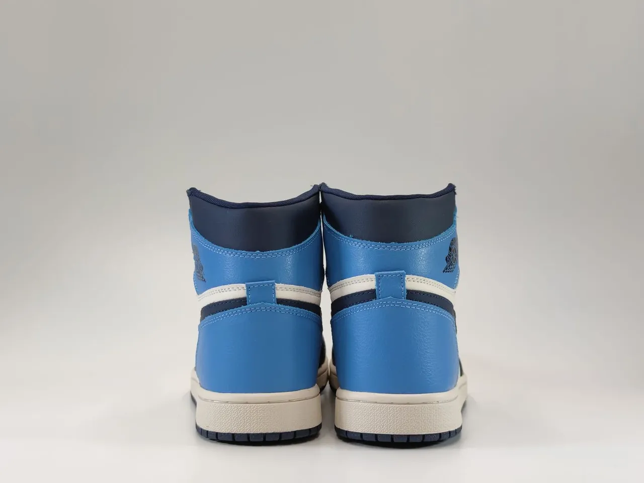 Air Jordan 1 White Navy High-Top Leather-Paneled Basketball Shoes 4