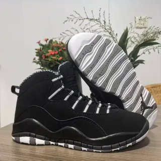 Air Jordan 10 काला सफेद ग्रे हाई-टॉप बास्केटबॉल जूते