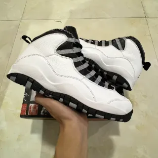 Tênis de basquete Air Jordan 10 branco preto cinza