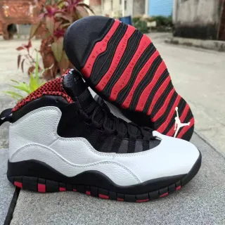Tênis de basquete Air Jordan 10 branco preto vermelho