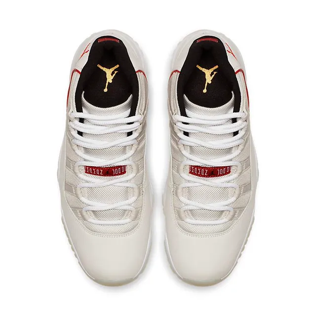 حذاء كرة السلة عالي الرقبة Air Jordan 11 Off-White Jumpman باللون الأحمر 4