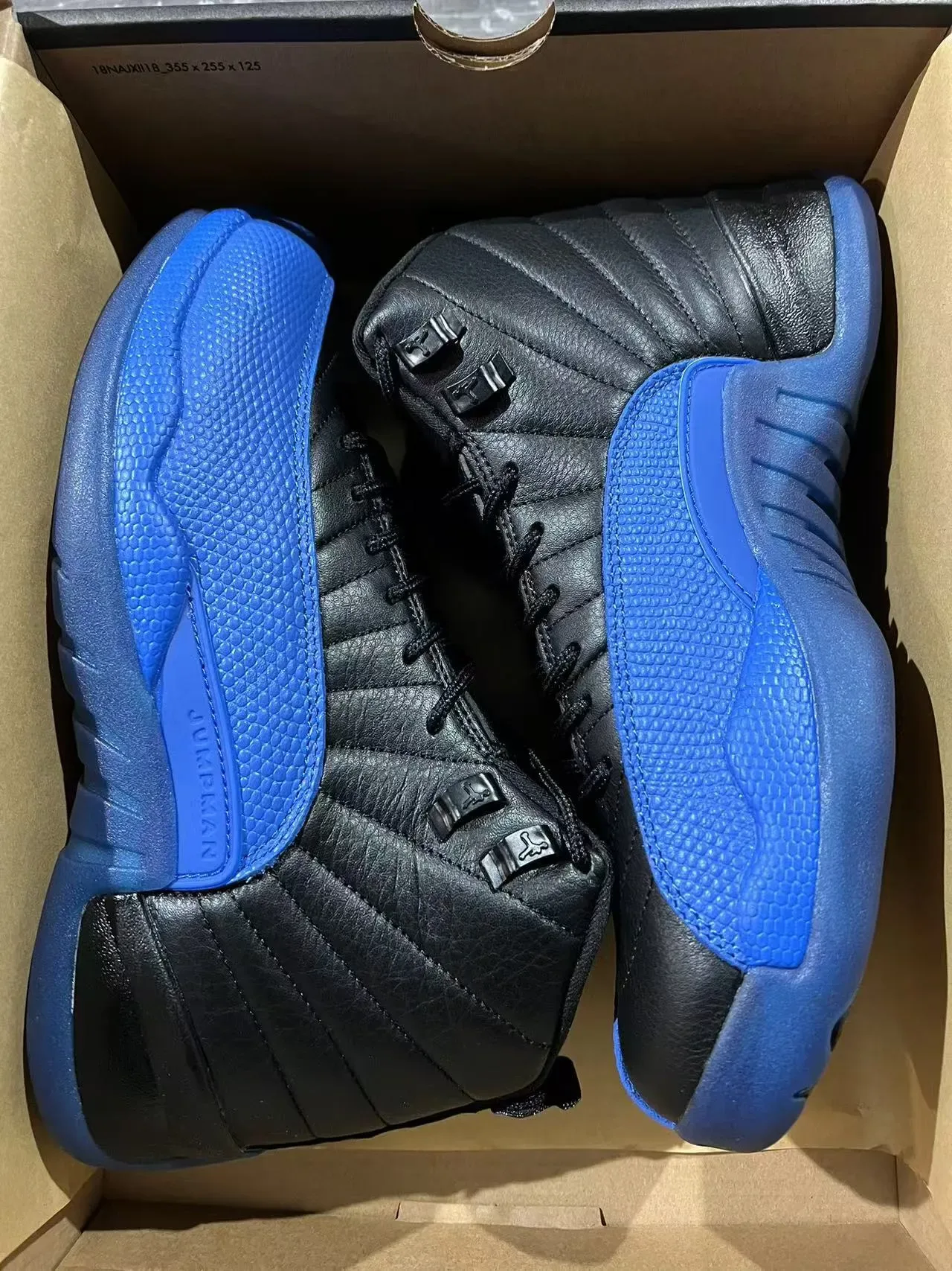 Air Jordan 12 Black and Royal Blue Basketball Shoes 3