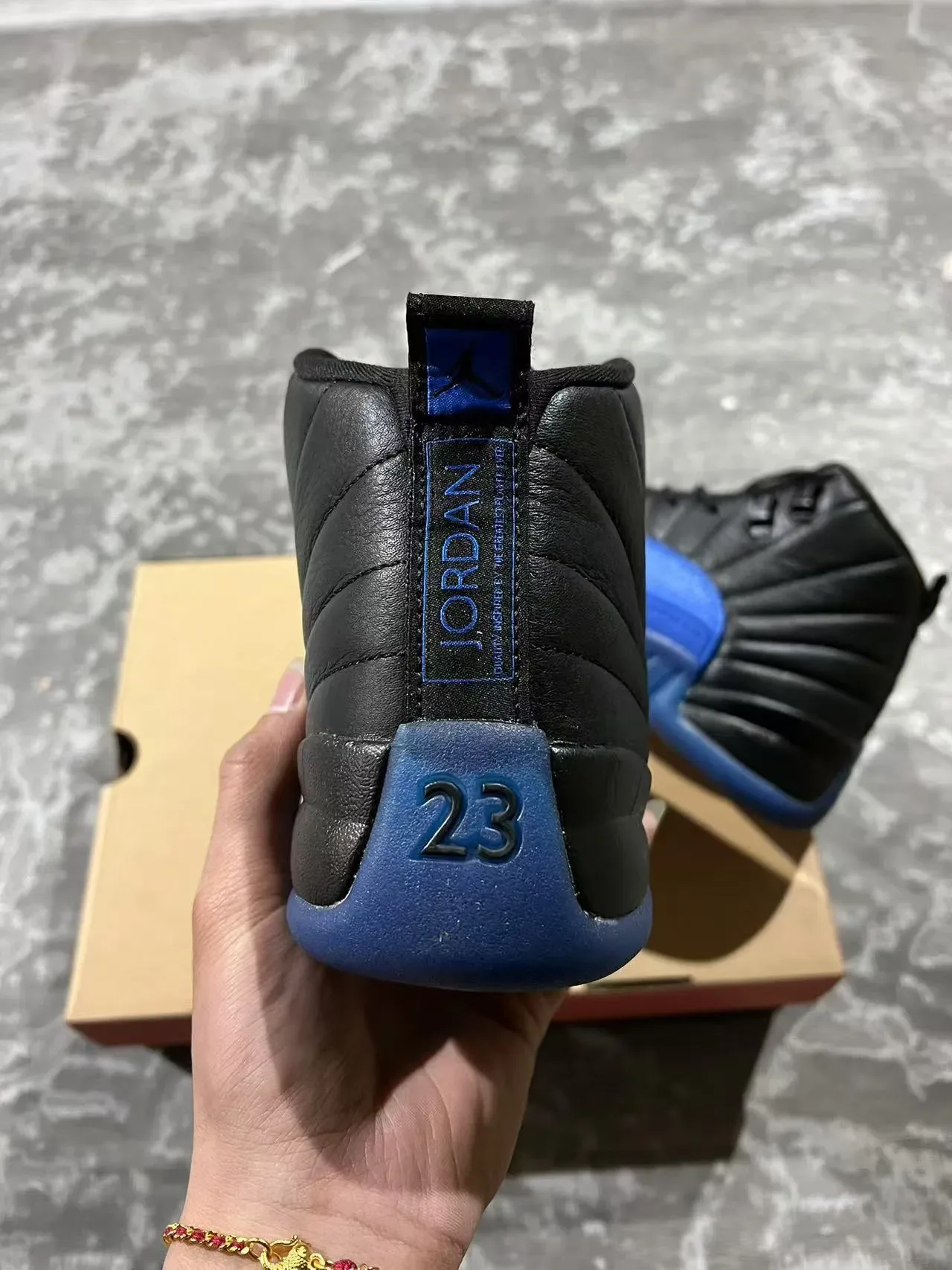 Air Jordan 12 Black and Royal Blue Basketball Shoes 4
