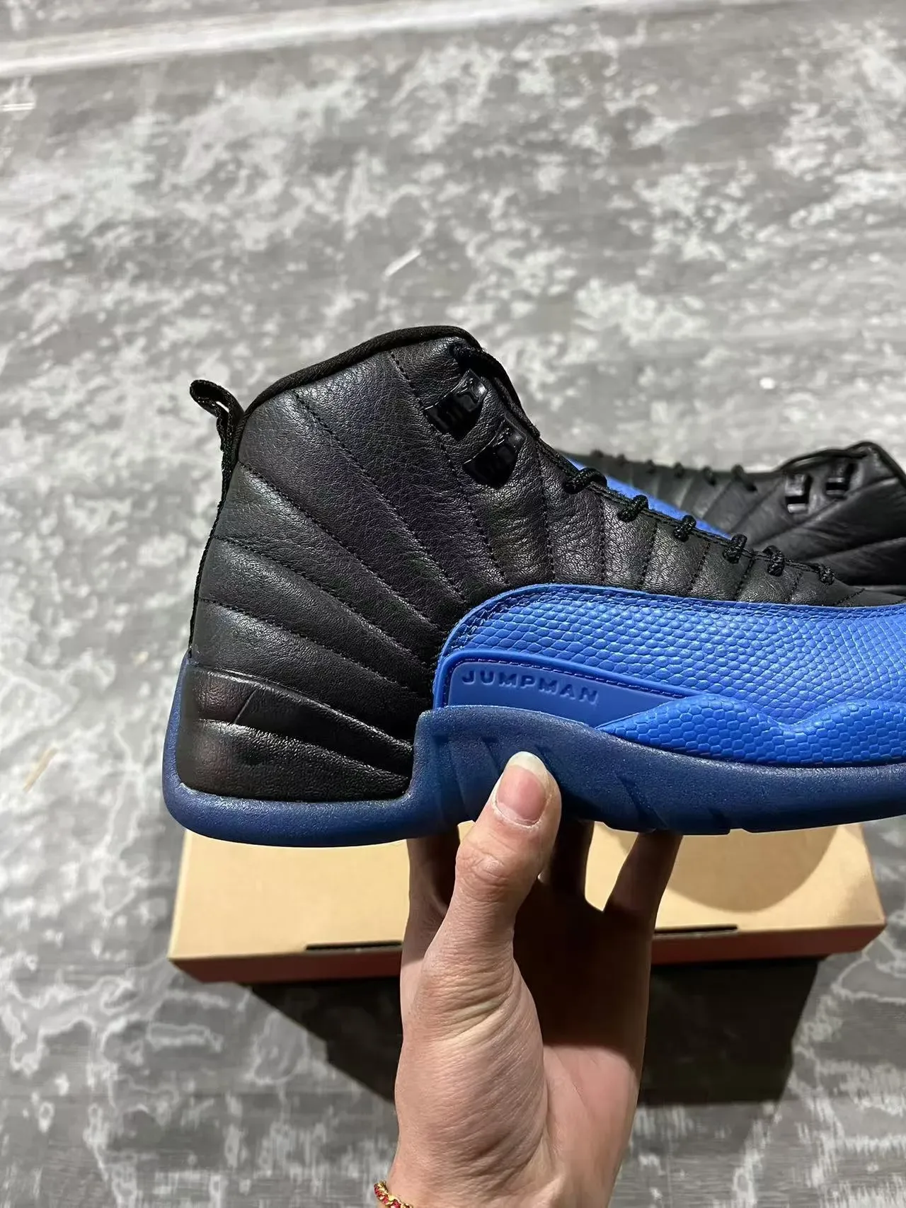 Air Jordan 12 Black and Royal Blue Basketball Shoes 5