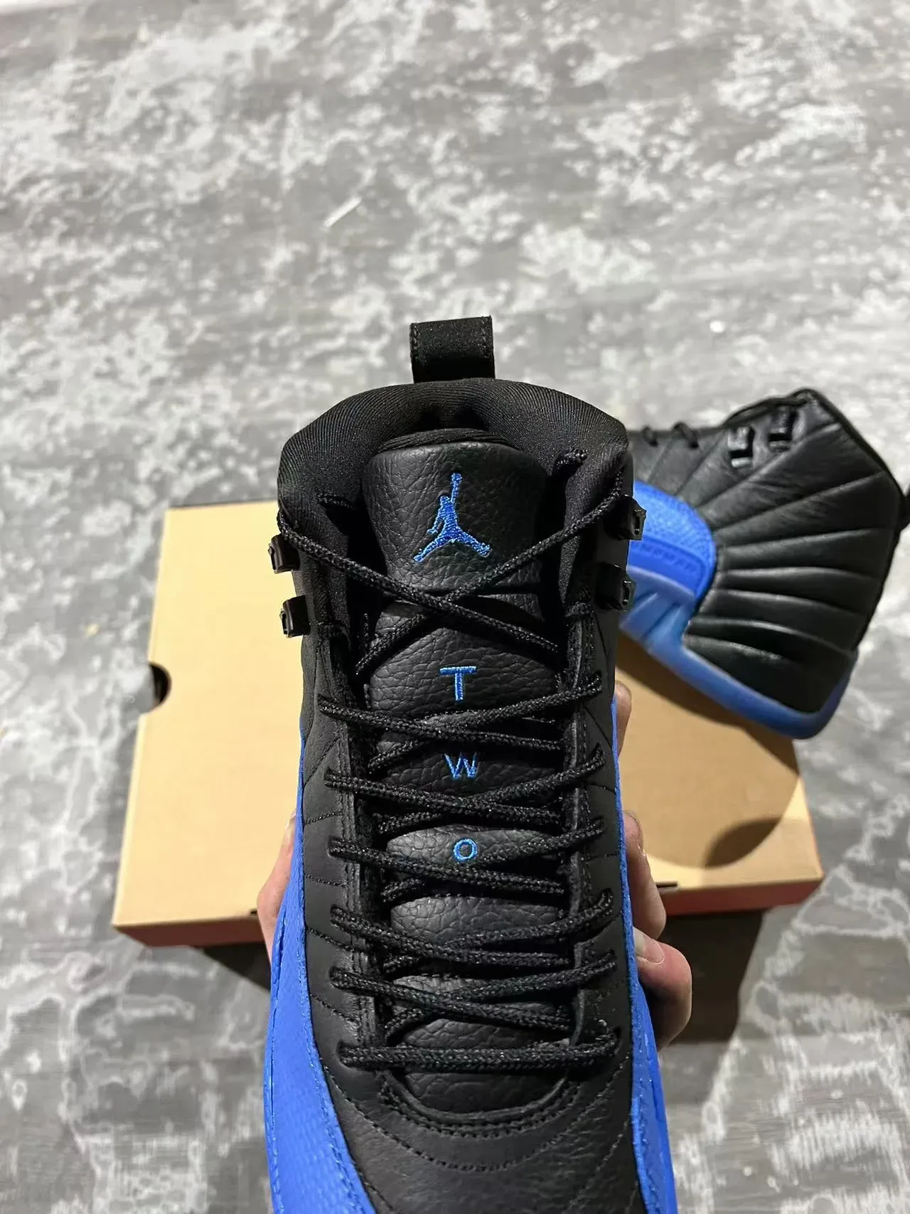 Air Jordan 12 Black and Royal Blue Basketball Shoes 8
