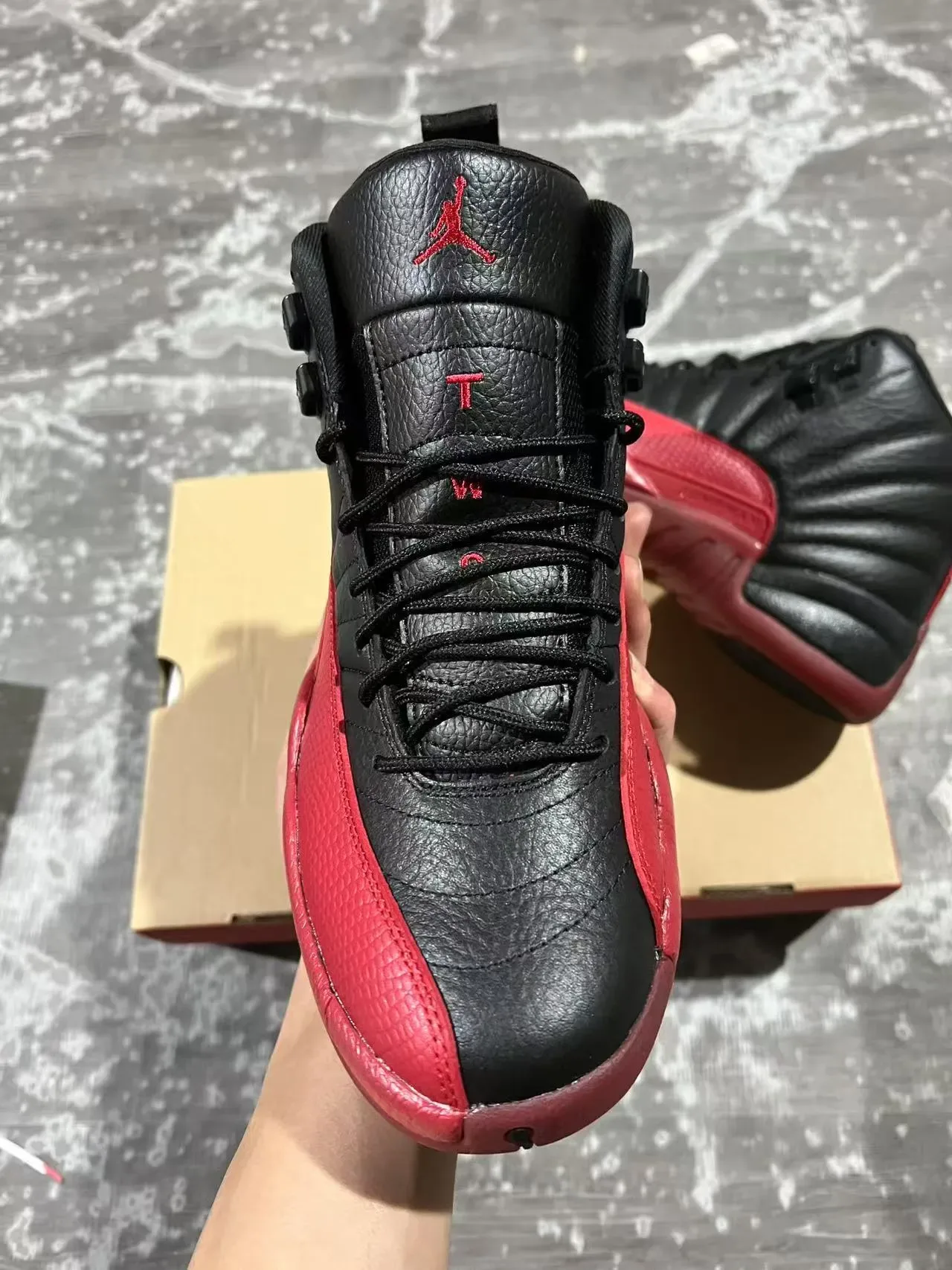 Air Jordan 12 Black Red Quilted Leather Basketball Shoes 3