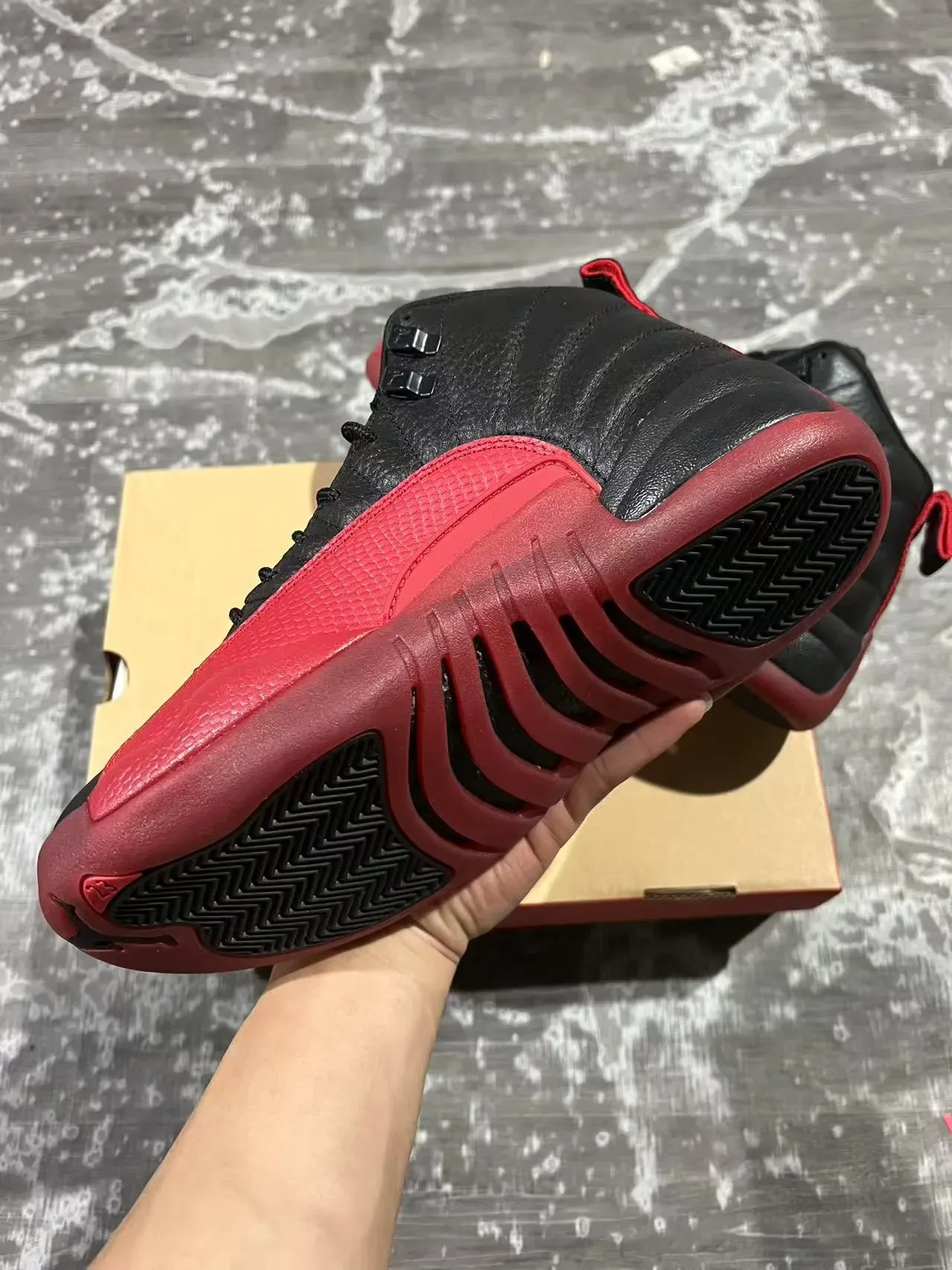 Air Jordan 12 Black Red Quilted Leather Basketball Shoes 6