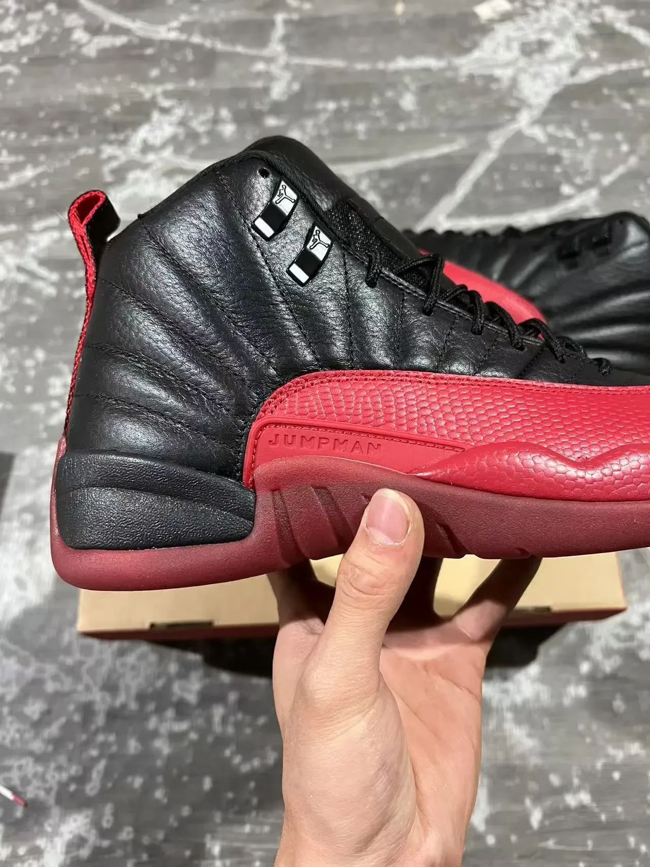 Air Jordan 12 Black Red Quilted Leather Basketball Shoes 7