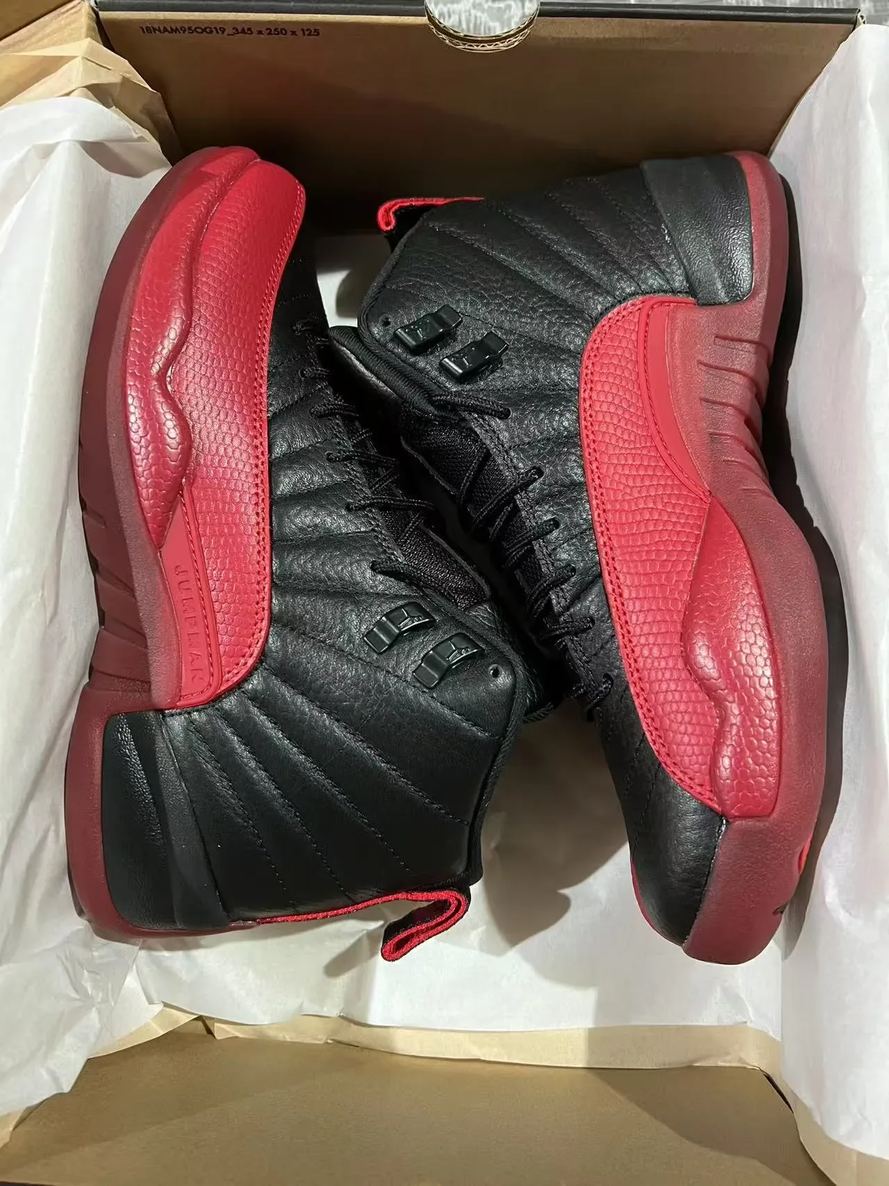 Air Jordan 12 Black Red Quilted Leather Basketball Shoes 9