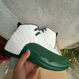 Air Jordan 12 White and Green tênis de basquete