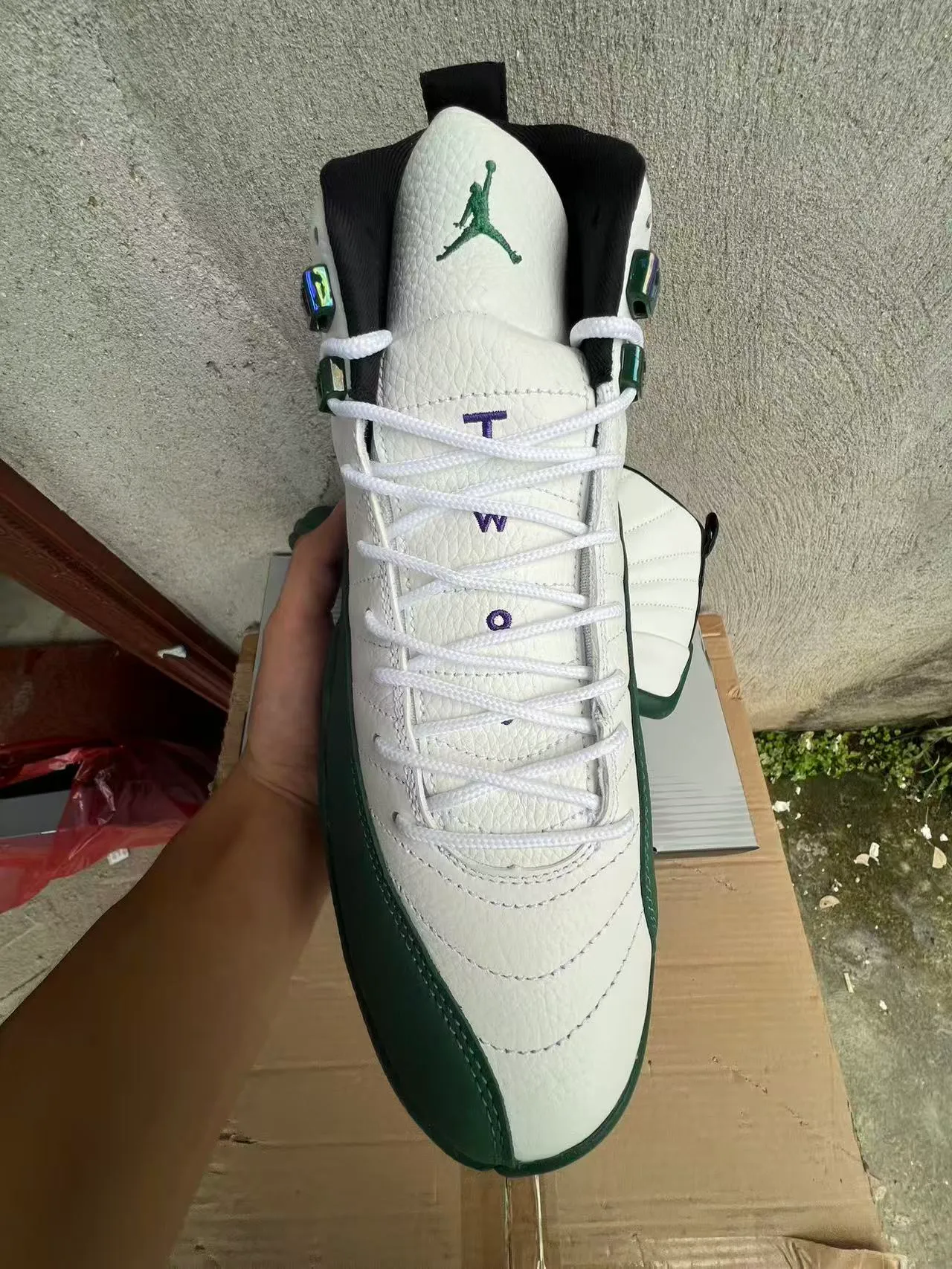 Air Jordan 12 White and Green বাস্কেটবল জুতা 3