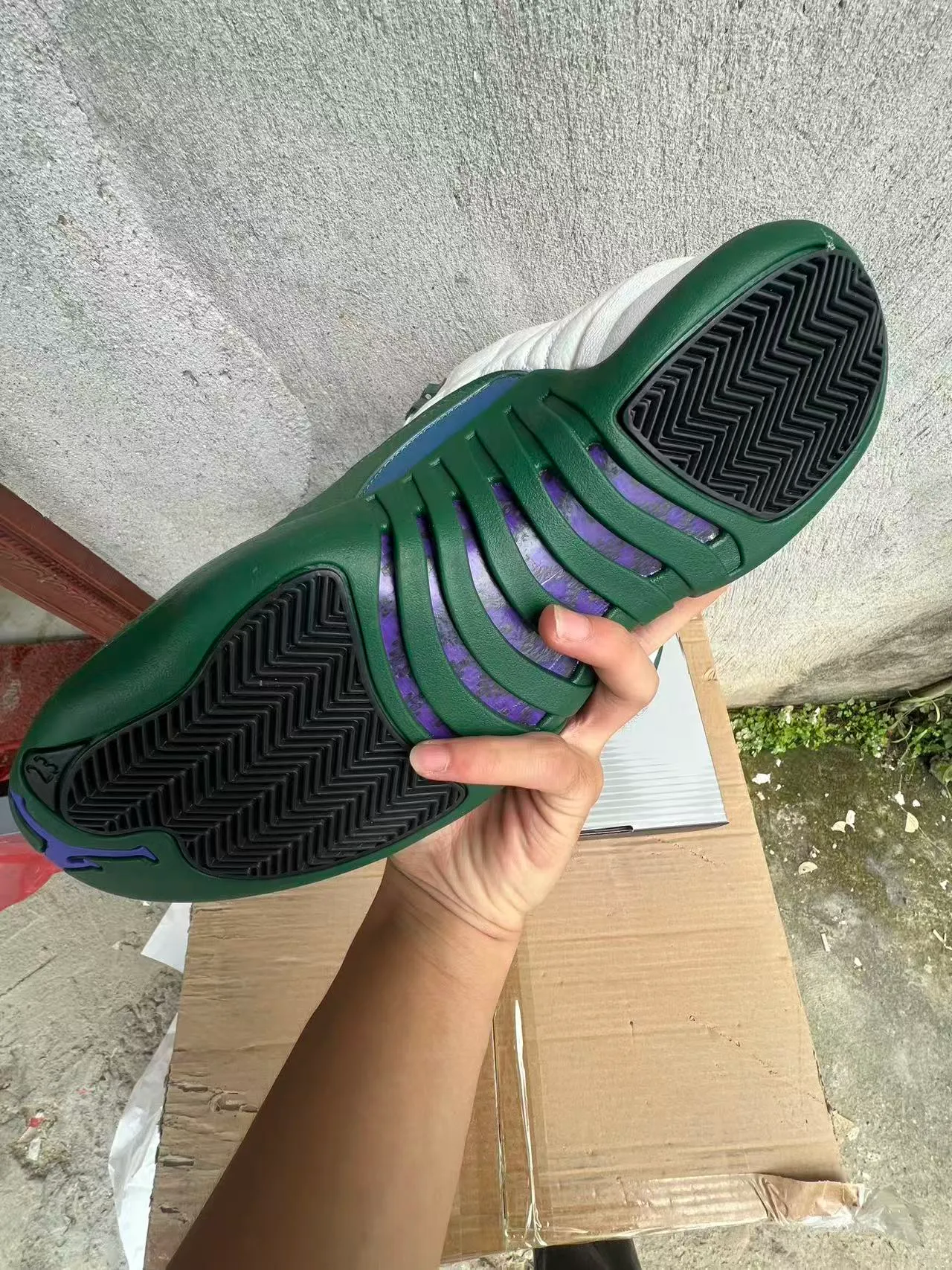 Air Jordan 12 White and Green বাস্কেটবল জুতা 6
