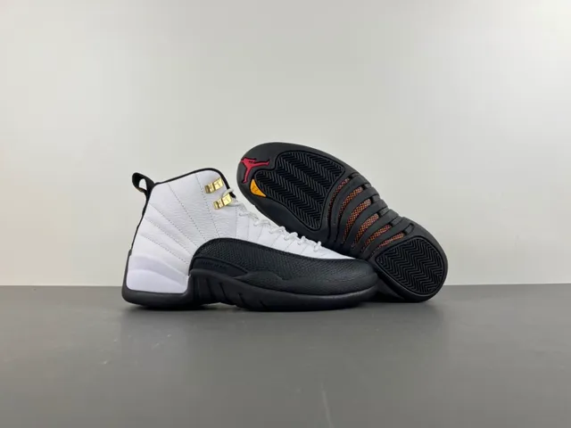 Air Jordan 12 Blanc Noir Or Chaussures de Basketball 13
