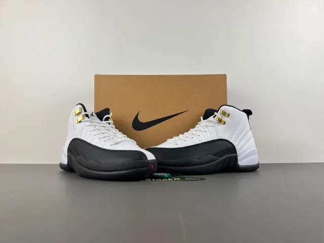 Air Jordan 12 Blanc Noir Or Chaussures de Basketball 14