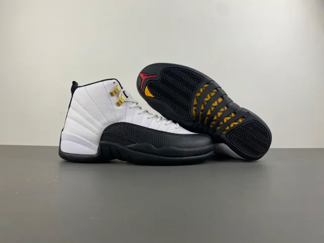 Air Jordan 12 blanco negro dorado Lace Lock zapatos de baloncesto 13