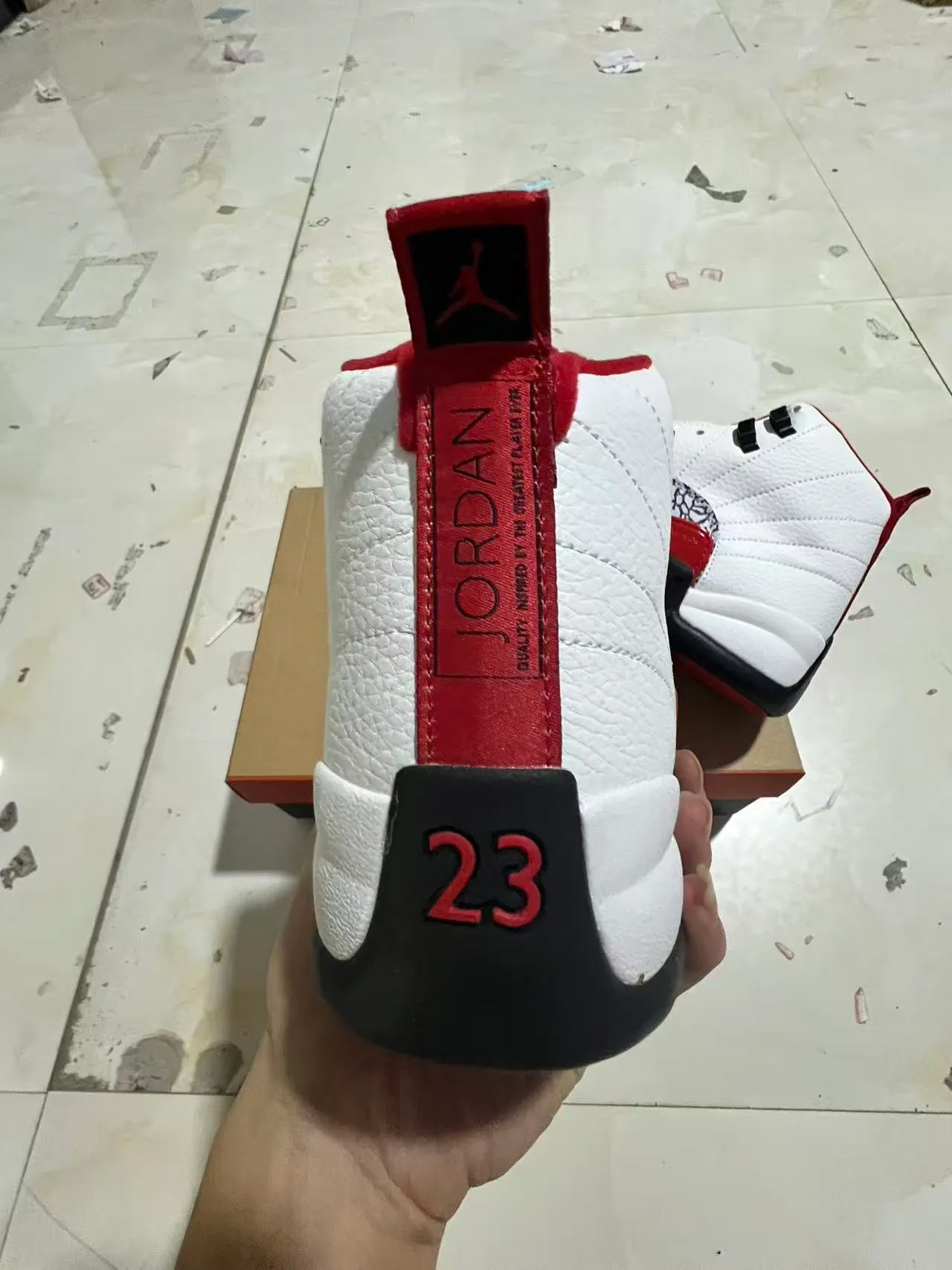 Air Jordan 12 सफ़ेद लाल एलीफेंट प्रिंट बास्केटबॉल जूते 8