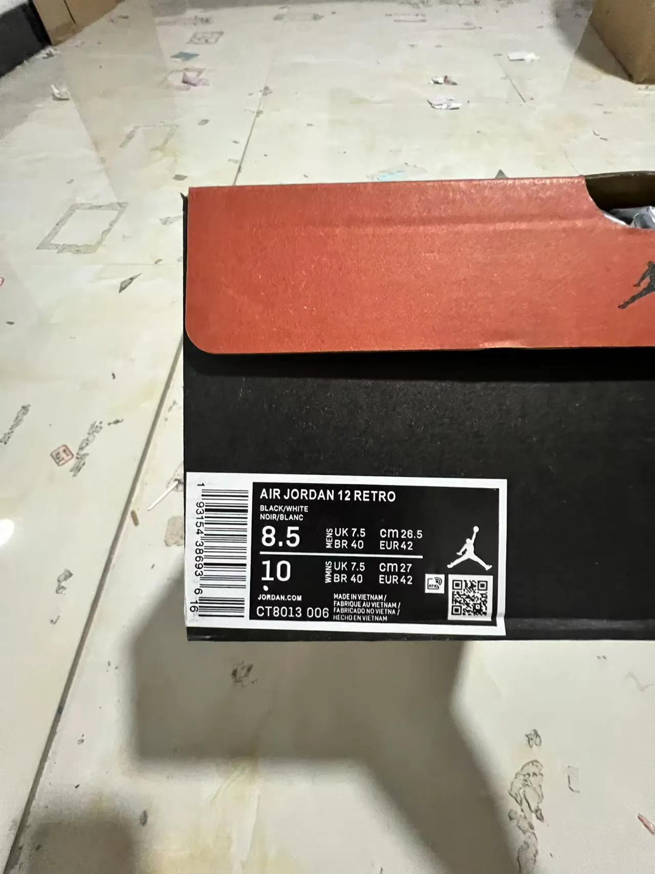 Air Jordan 12 सफ़ेद लाल एलीफेंट प्रिंट बास्केटबॉल जूते 10