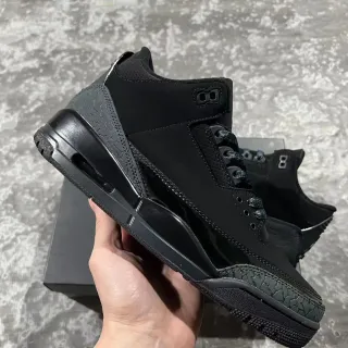 Air Jordan 3 Tênis de Basquete Todo Preto com Estampa de Elefante