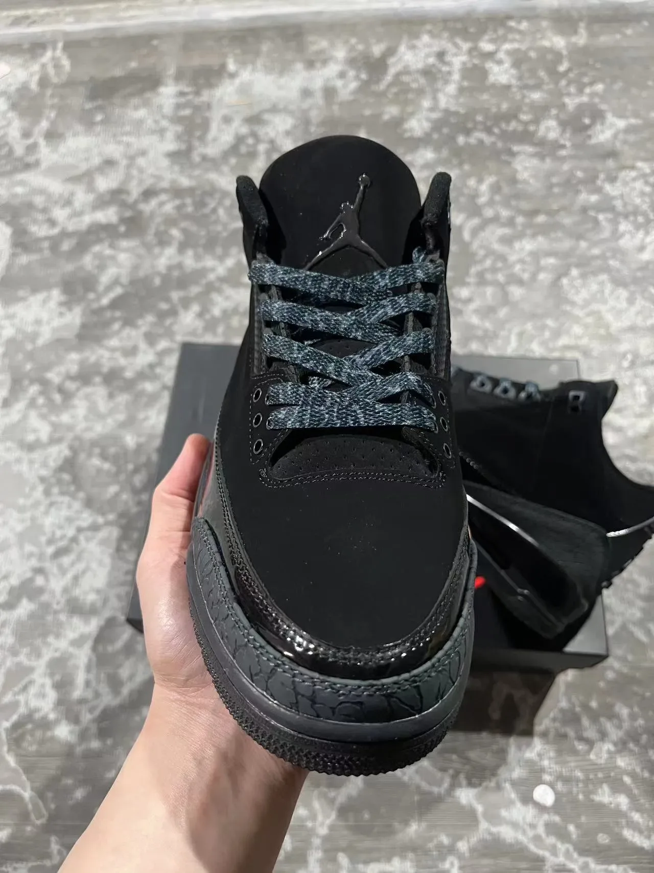 Air Jordan 3 All-Black Elephant Print Basketball Shoes 3