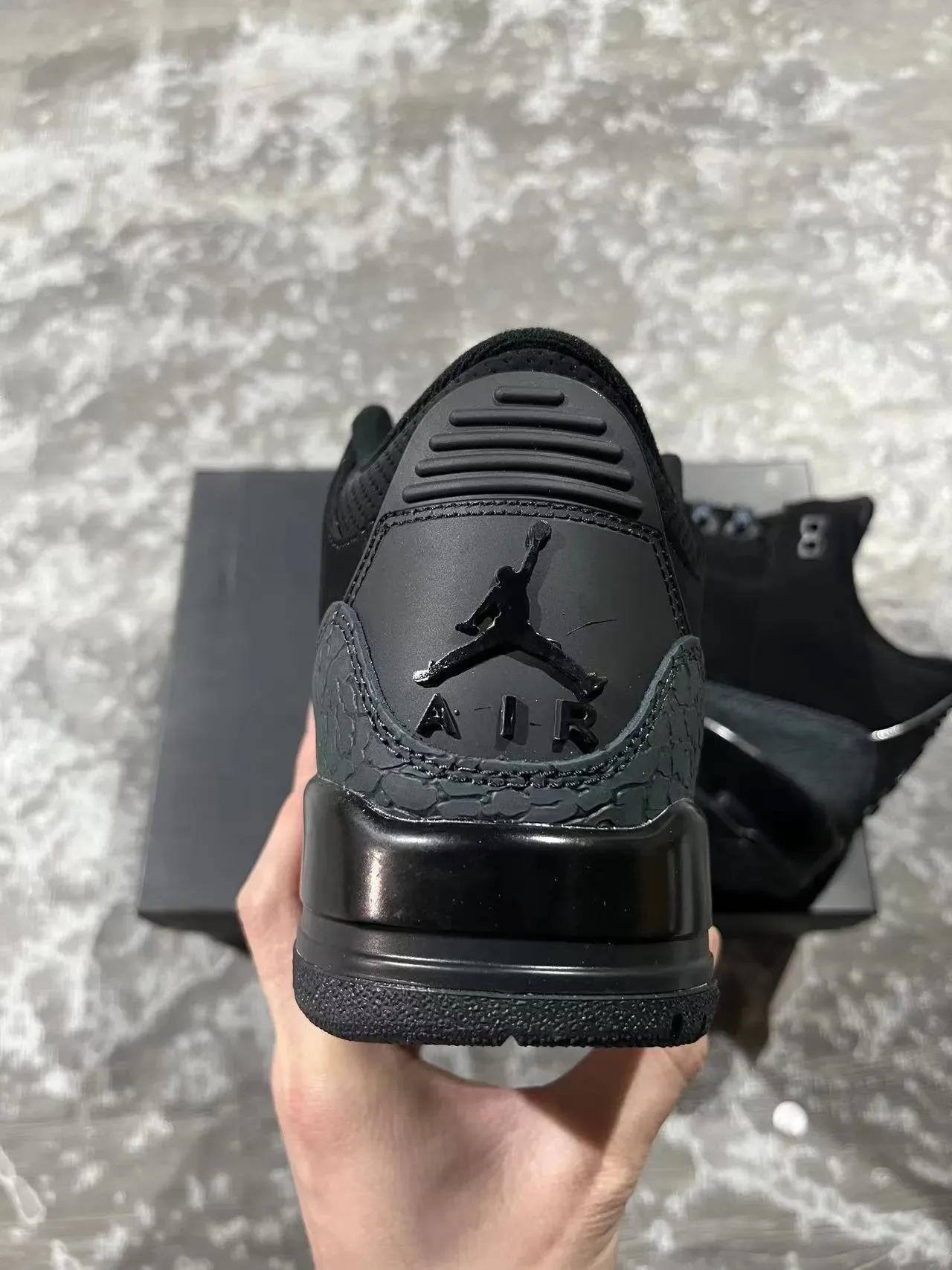 Air Jordan 3 All-Black Elephant Print Basketball Shoes 7