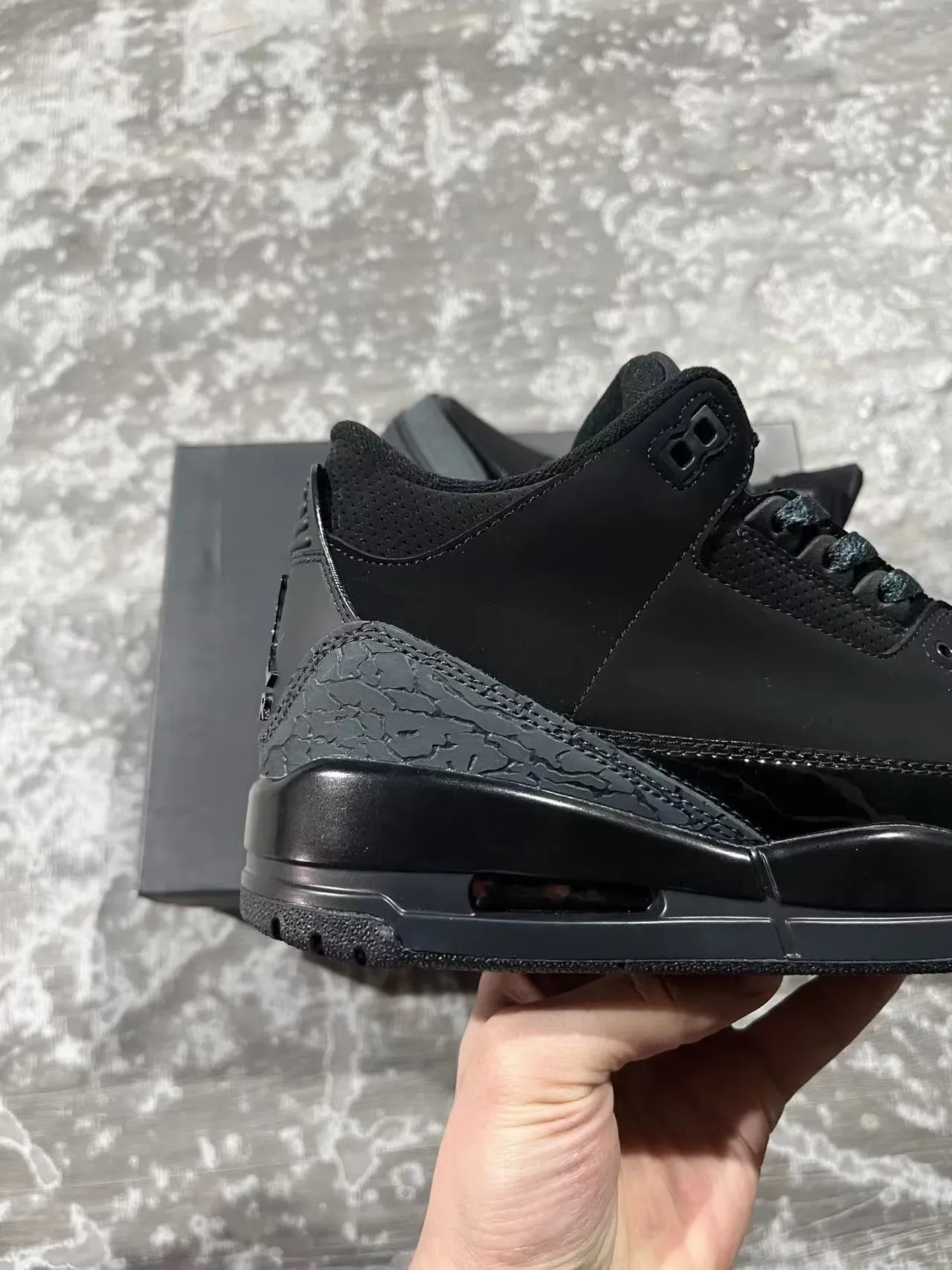Air Jordan 3 All-Black Elephant Print Basketball Shoes 8