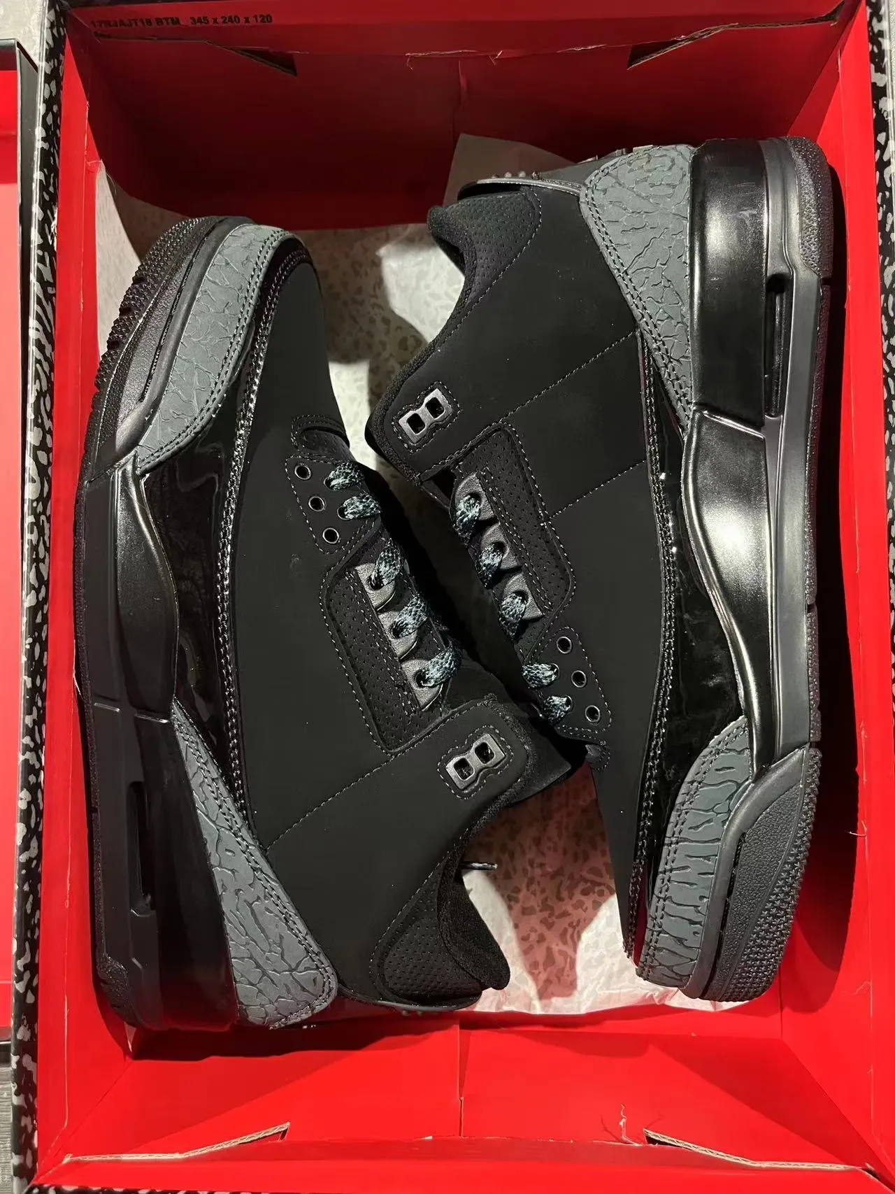 Air Jordan 3 All-Black Elephant Print Basketball Shoes 9