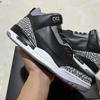 Air Jordan 3 Black Cement حذاء كرة السلة بطباعة الفيل