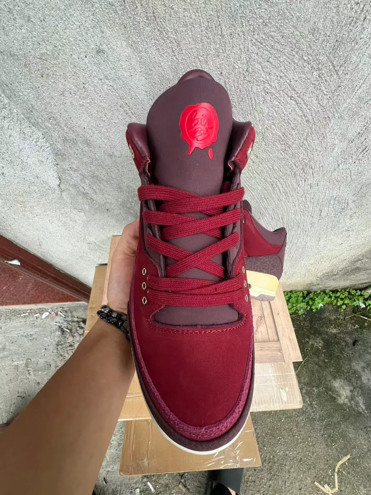 Air Jordan 3 Chaussures de Basketball Burgundy Daim et Cuir High-Top 3
