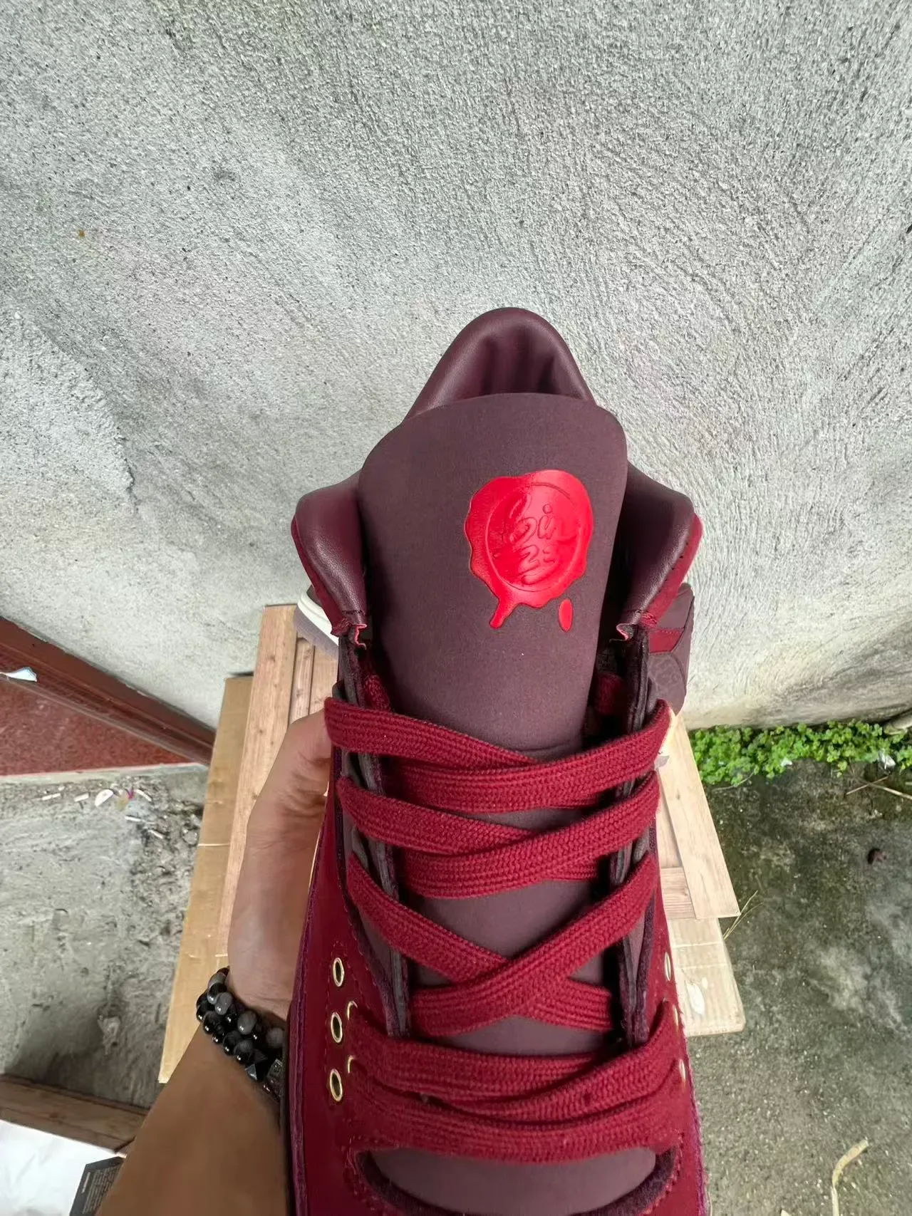 Air Jordan 3 Chaussures de Basketball Burgundy Daim et Cuir High-Top 4