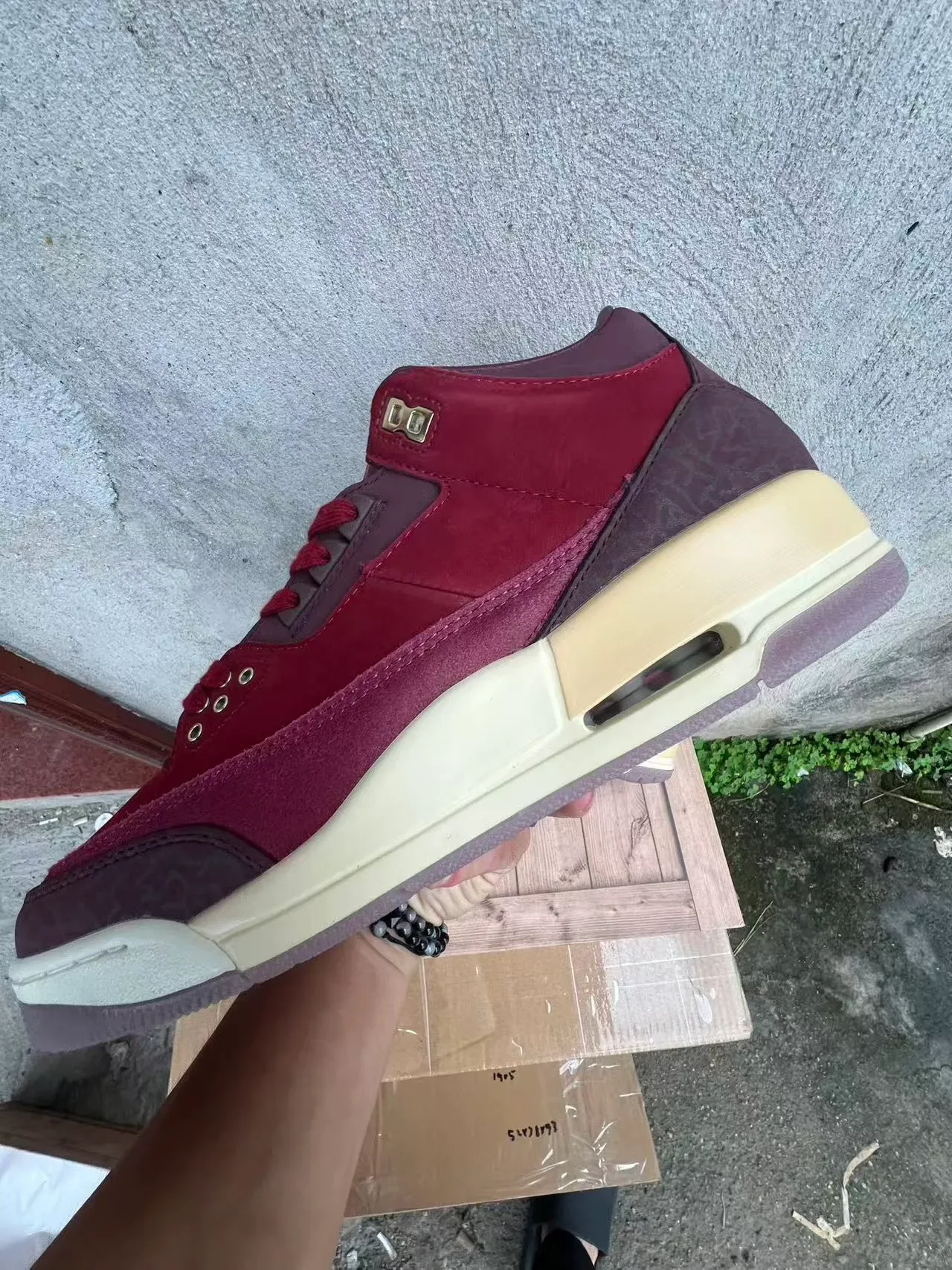 Air Jordan 3 Chaussures de Basketball Burgundy Daim et Cuir High-Top 5
