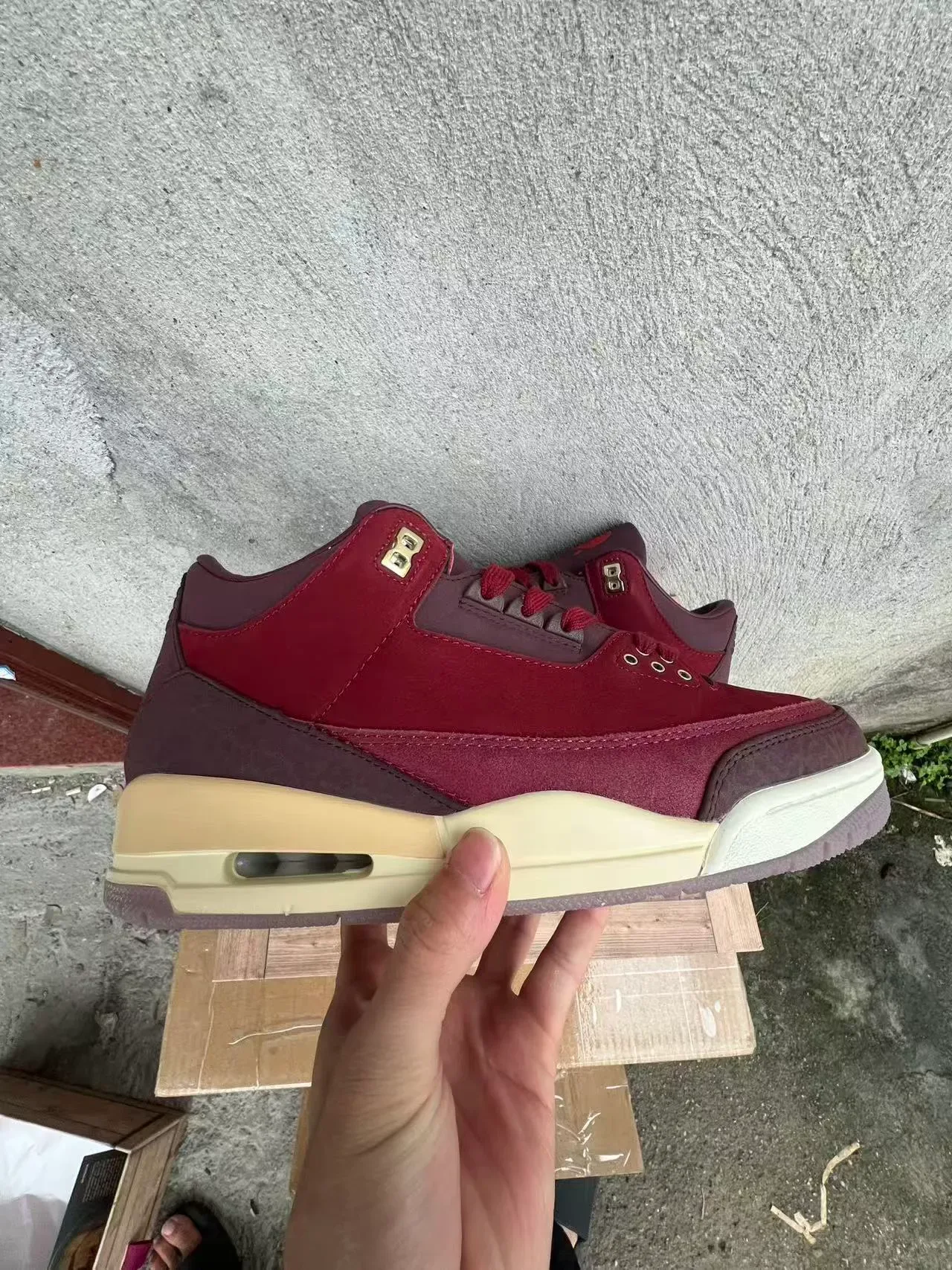 Air Jordan 3 Chaussures de Basketball Burgundy Daim et Cuir High-Top 7