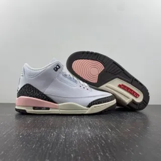 Tênis de basquete Air Jordan 3 branco e rosa estampa de elefante