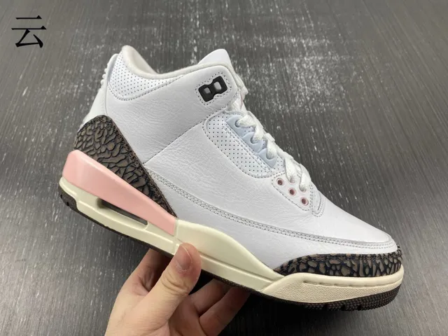 Air Jordan 3 White Pink Elephant Basketball Shoes 9