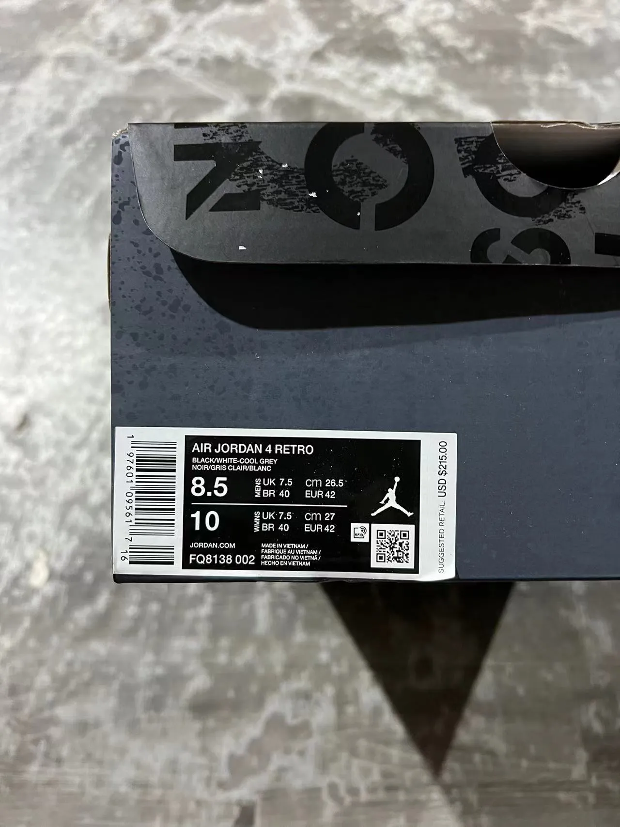 Tênis de basquete Air Jordan 4 preto e cinza salpicado 10
