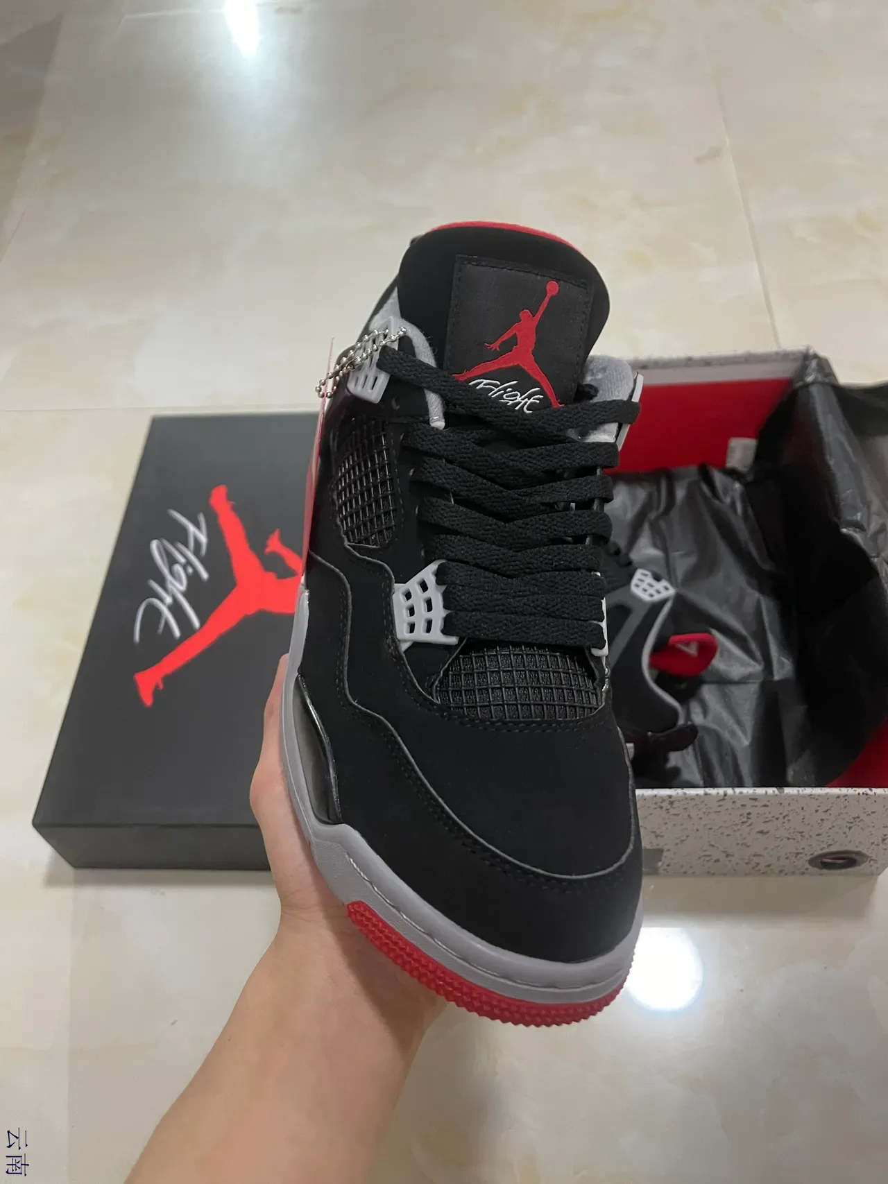 Air Jordan 4 أسود أحمر أبيض رمادي أحذية كرة السلة 2