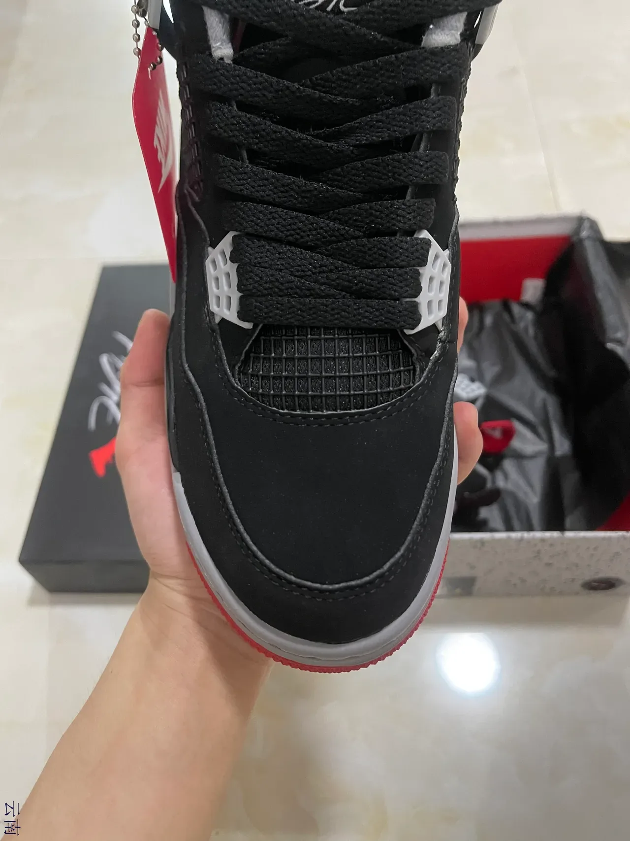 Air Jordan 4 أسود أحمر أبيض رمادي أحذية كرة السلة 3