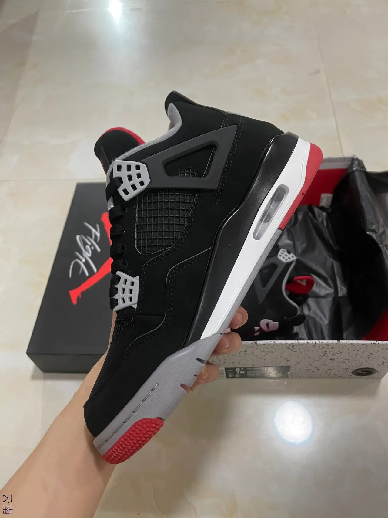 Air Jordan 4 أسود أحمر أبيض رمادي أحذية كرة السلة 4