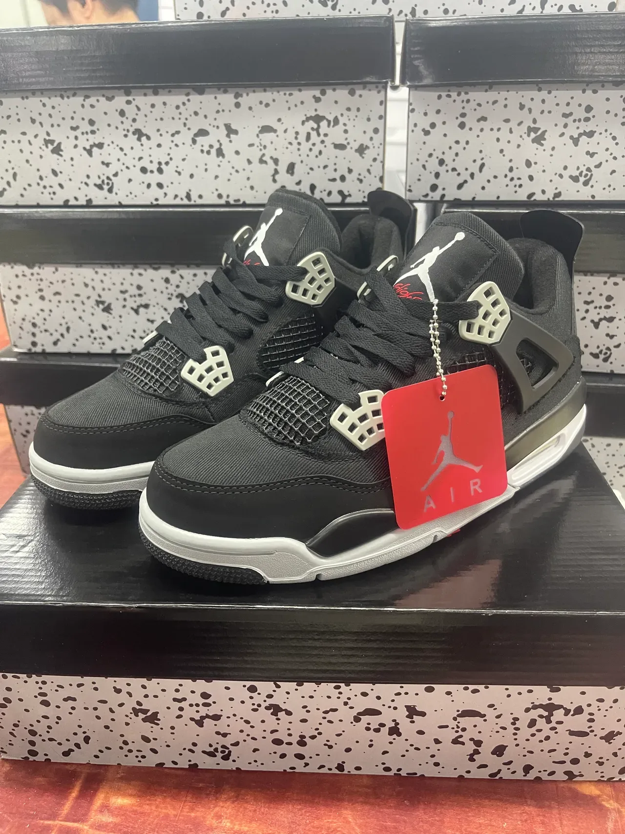 Air Jordan 4 Zapatos de Baloncesto Negro Blanco Plata 2