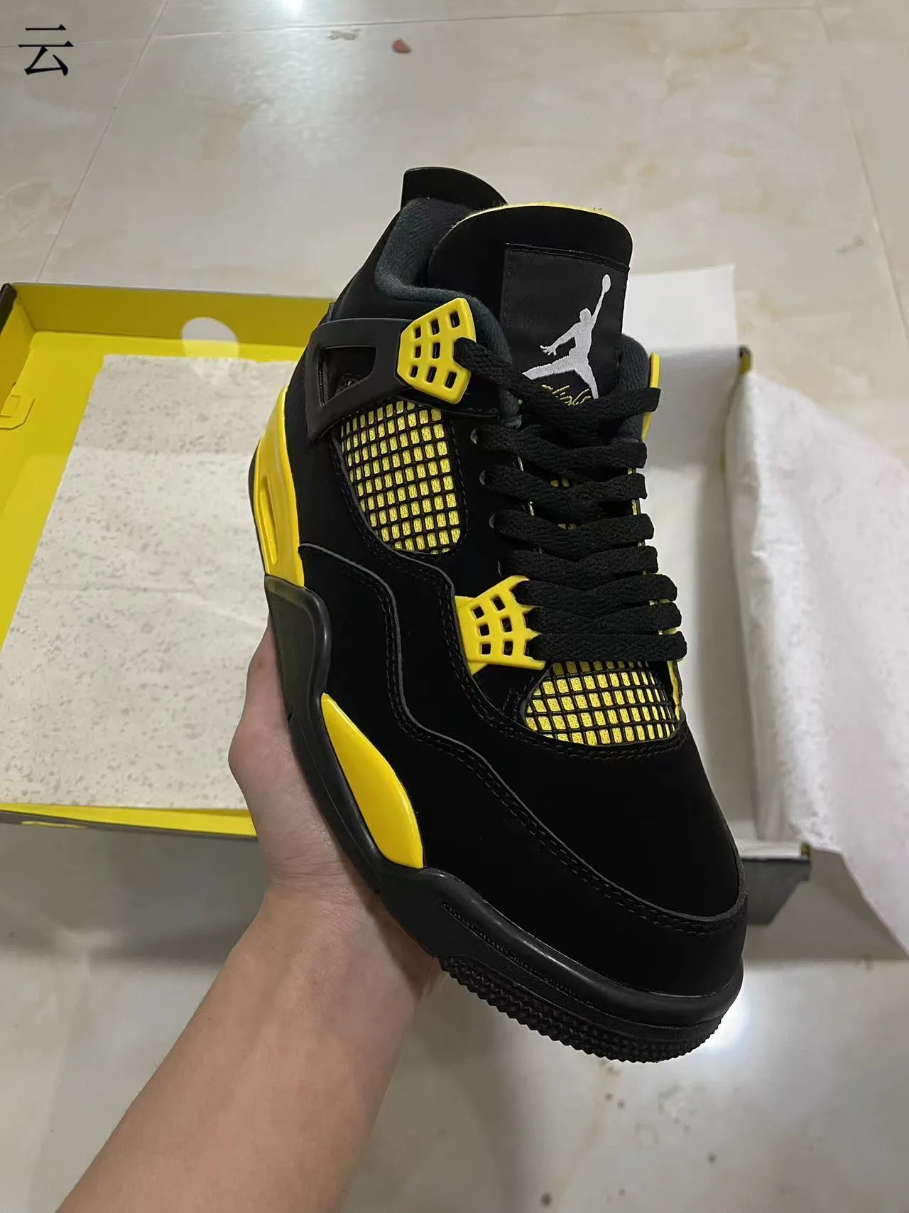 Air Jordan 4 কালো হলুদ বাস্কেটবল জুতো 2