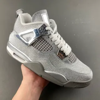Tênis de basquete Air Jordan 4 prateado metálico com glitter