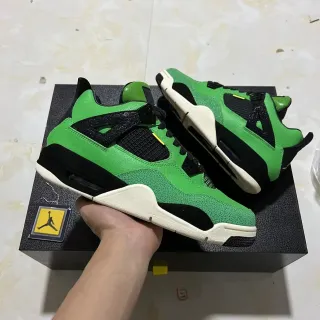 Air Jordan 4 Verde Preto Off-White Tênis de Basquete