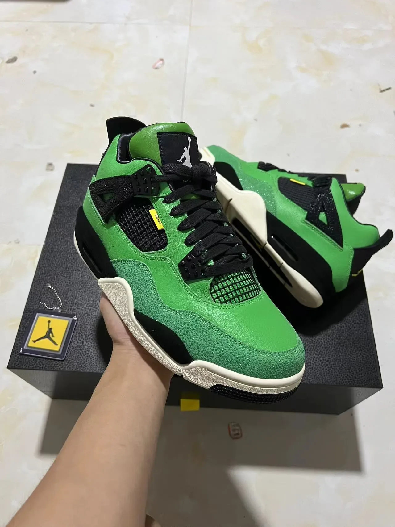 Air Jordan 4 Zapatillas de Baloncesto Verde Negro Off-White 2