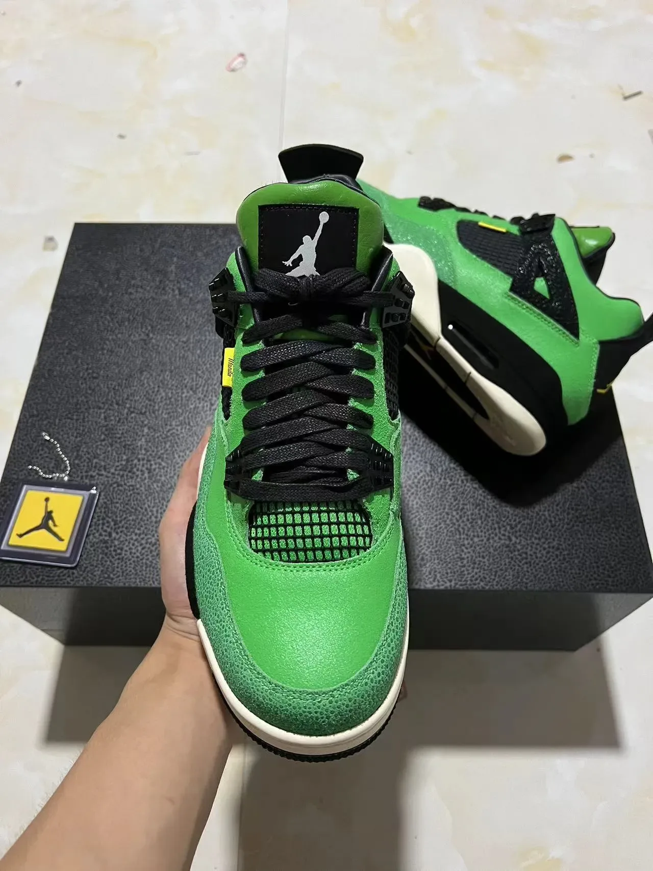 Air Jordan 4 Zapatillas de Baloncesto Verde Negro Off-White 4