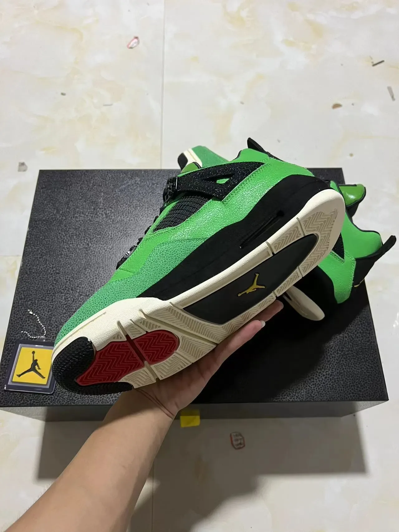 Air Jordan 4 Zapatillas de Baloncesto Verde Negro Off-White 5