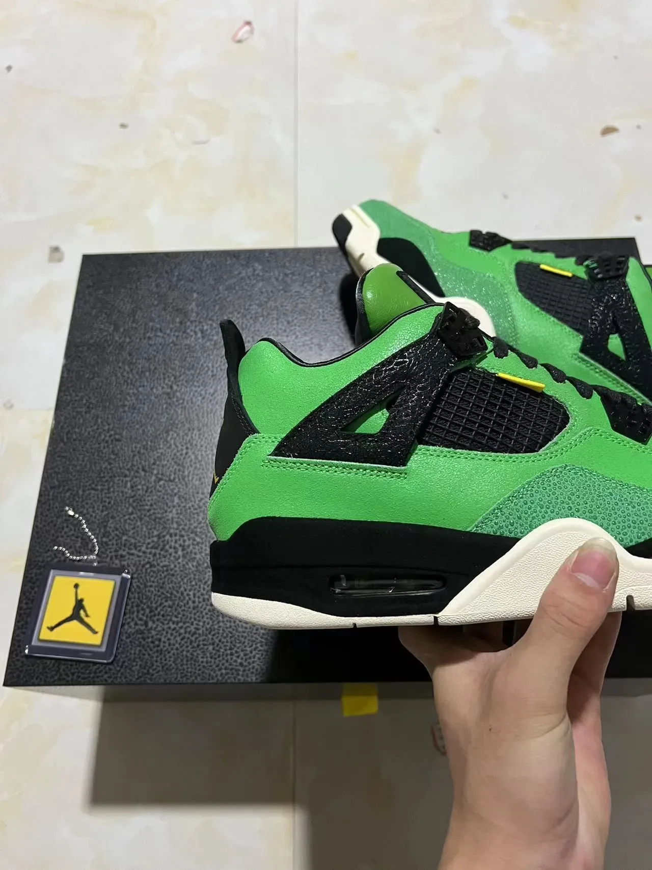 Air Jordan 4 Zapatillas de Baloncesto Verde Negro Off-White 6