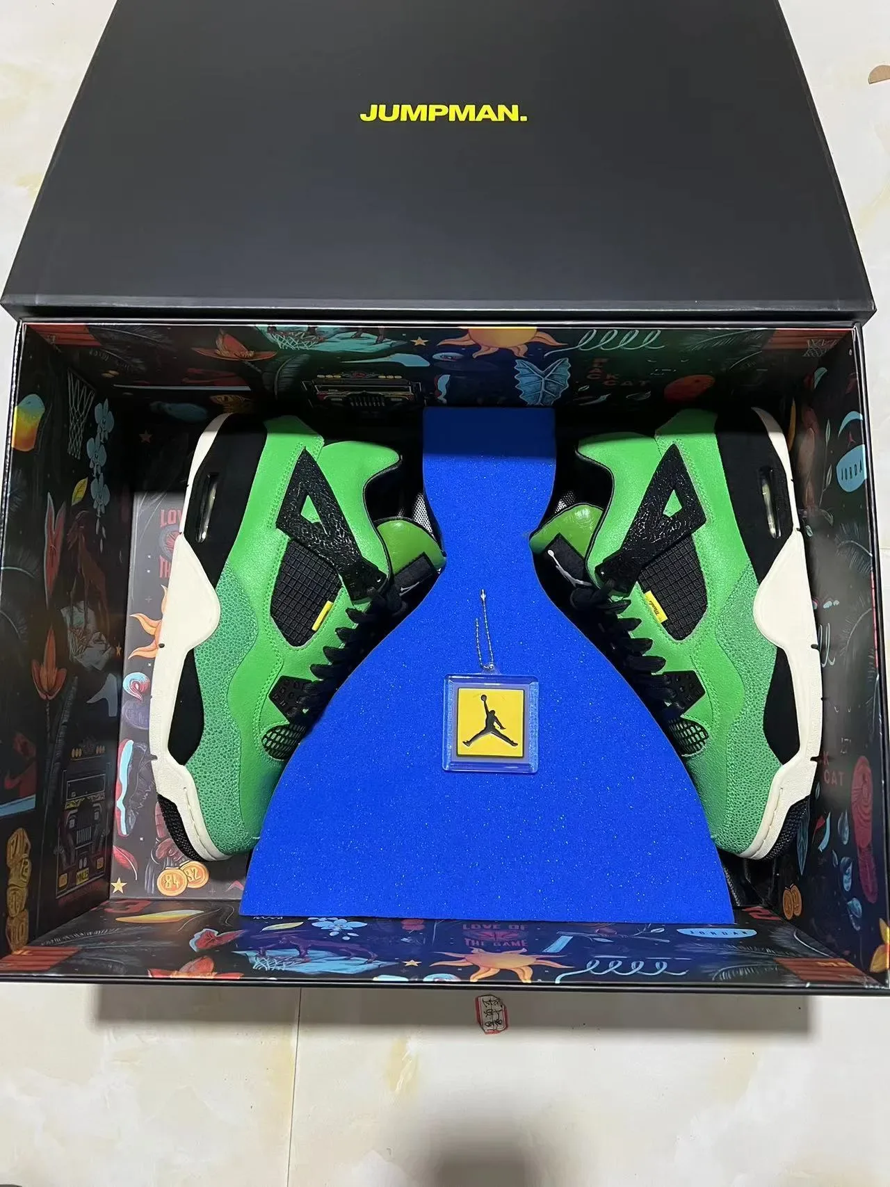 Air Jordan 4 Zapatillas de Baloncesto Verde Negro Off-White 8