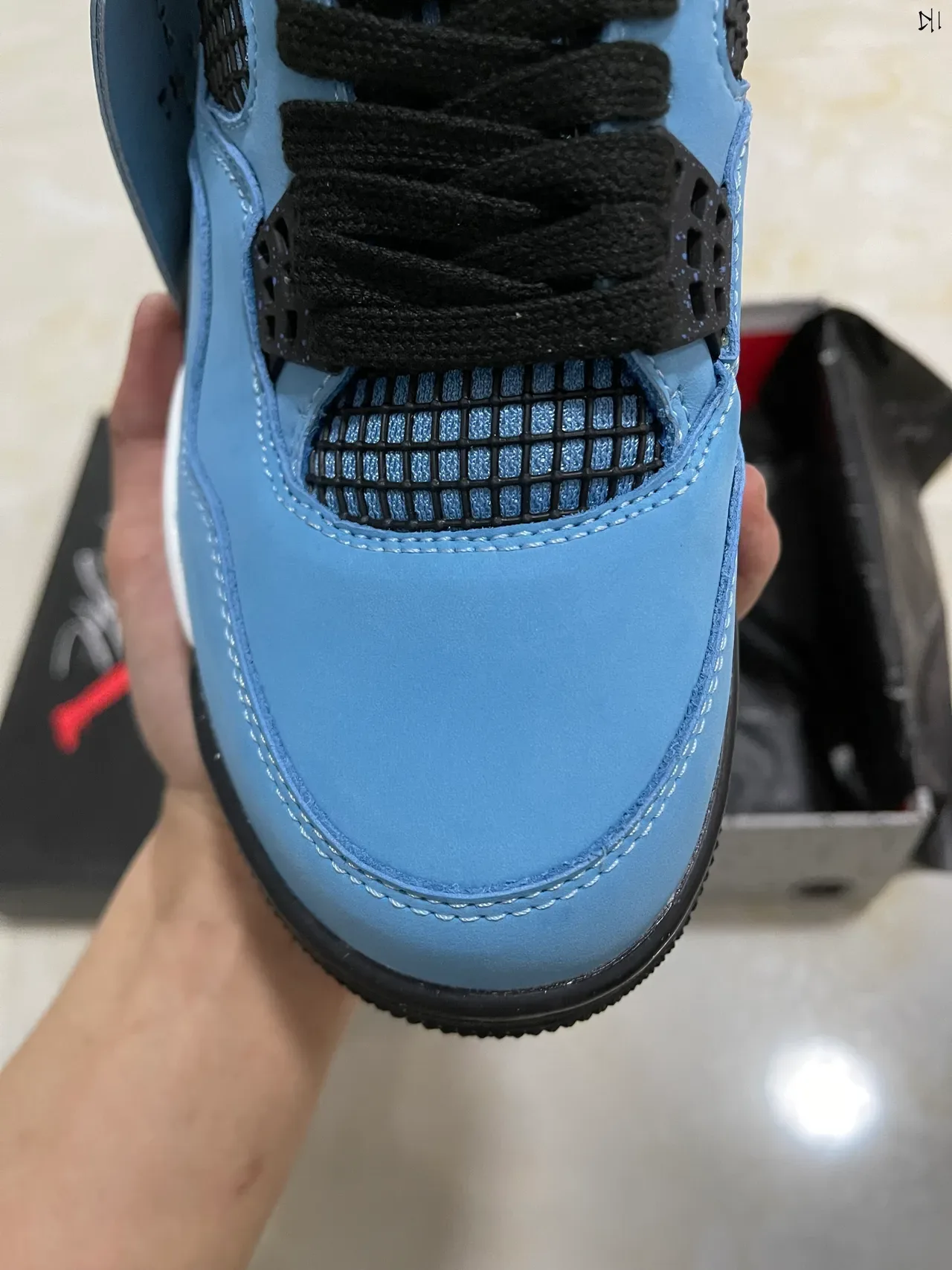 Air Jordan 4 أحذية كرة السلة أزرق فاتح أسود أبيض أحمر 3