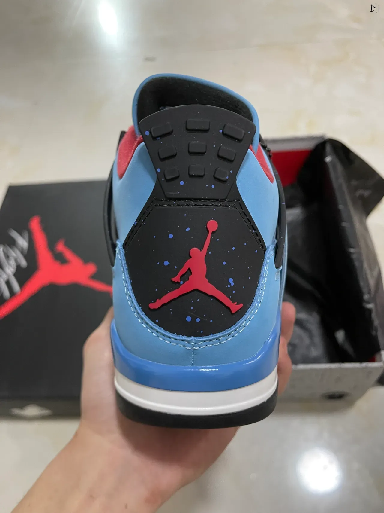 Air Jordan 4 أحذية كرة السلة أزرق فاتح أسود أبيض أحمر 6